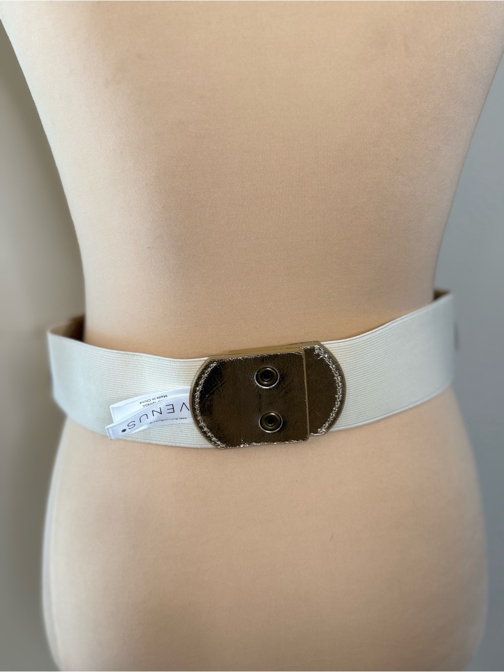 Venus rope braided silver gold metallic cream stretch belt SZ S/M - Picture 5 of 15